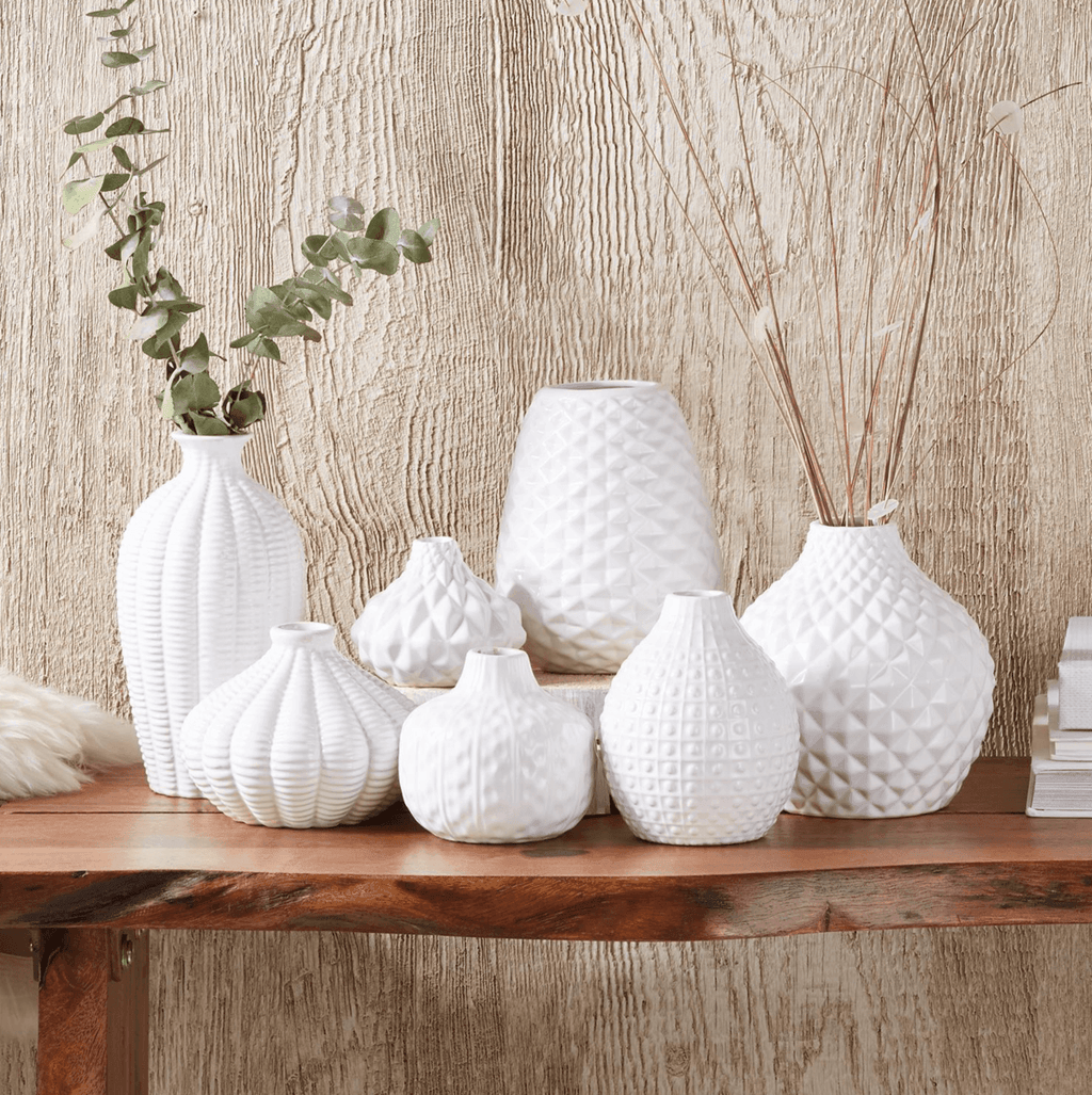 Whitney Artisan White Ceramic Vases – Sculptural Collection