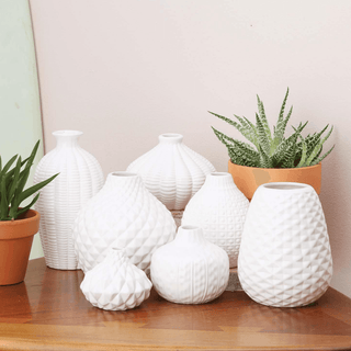 Whitney Artisan White Ceramic Vases – Sculptural Collection