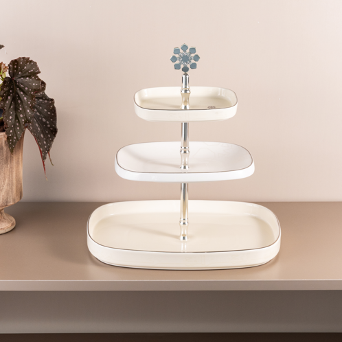 Mirral - 3 Tier Plate - White & Silver