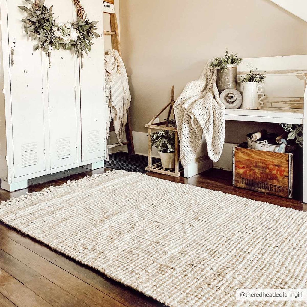 Senneterre Bleached Jute Rug – Natural Handwoven Eco-Friendly Carpet