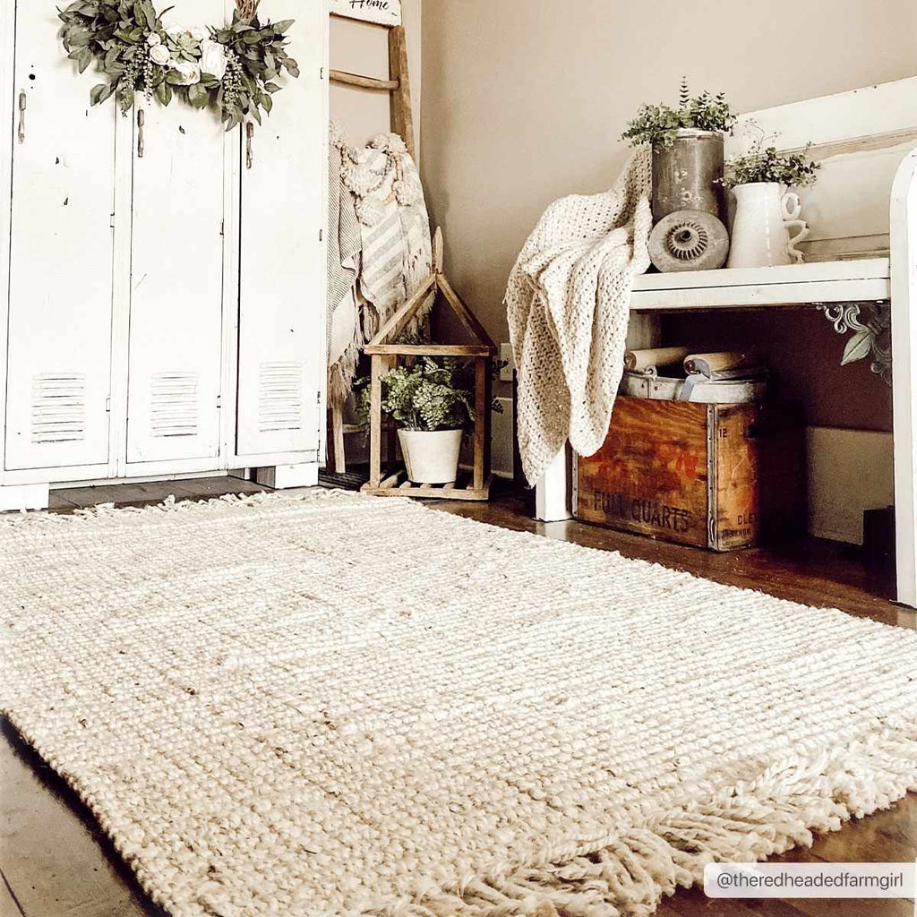 Senneterre Bleached Jute Rug – Natural Handwoven Eco-Friendly Carpet