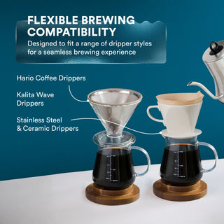 Glass Pour-Over Coffee Range Server with Lid – 20 oz or 27 oz