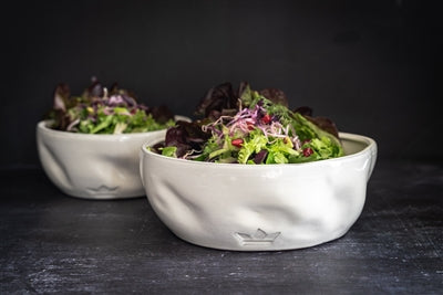 Dented Ceramic Bowls – Set of 2 in Black Matte, White Gloss, or Platinum Glaze | Medium or Large