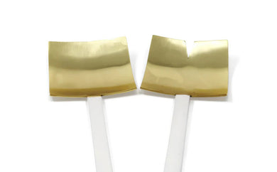 Set of 2 Square Salad Servers – Gold with White Handles