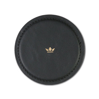 Set of 4 Leather Coasters — Classic Brown or Black, Round 3.9