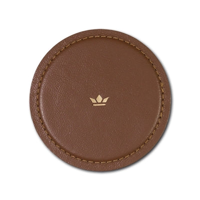Set of 4 Leather Coasters — Classic Brown or Black, Round 3.9