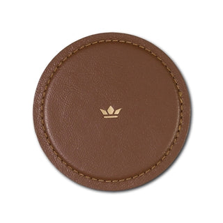 Set of 4 Leather Coasters — Classic Brown or Black, Round 3.9