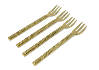 Gold Hammered Dessert Spoons/Forks-Set of 4