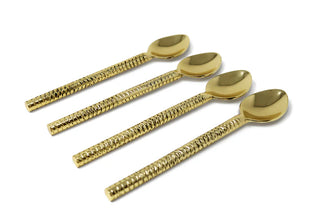 Gold Hammered Dessert Spoons/Forks-Set of 4