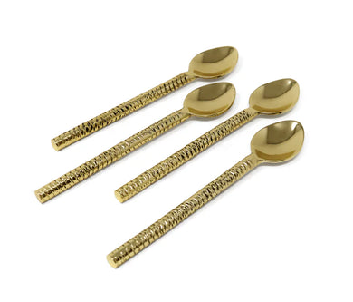 Gold Hammered Dessert Spoons/Forks-Set of 4
