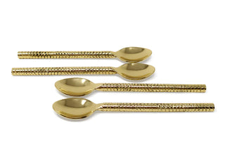 Gold Hammered Dessert Spoons/Forks-Set of 4
