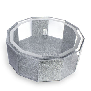Silver and Clear Lucite Hexagonal Passover Matzah Box