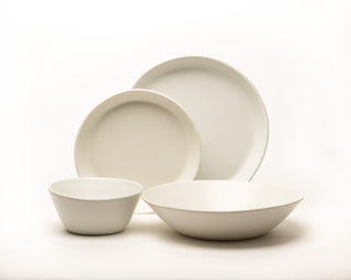HAAND Skali Coupe 4-Piece Dinner Setting – Handcrafted Porcelain Dinnerware Set