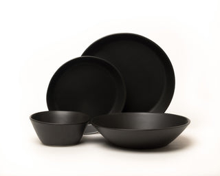 HAAND Skali Coupe 4-Piece Dinner Setting – Handcrafted Porcelain Dinnerware Set