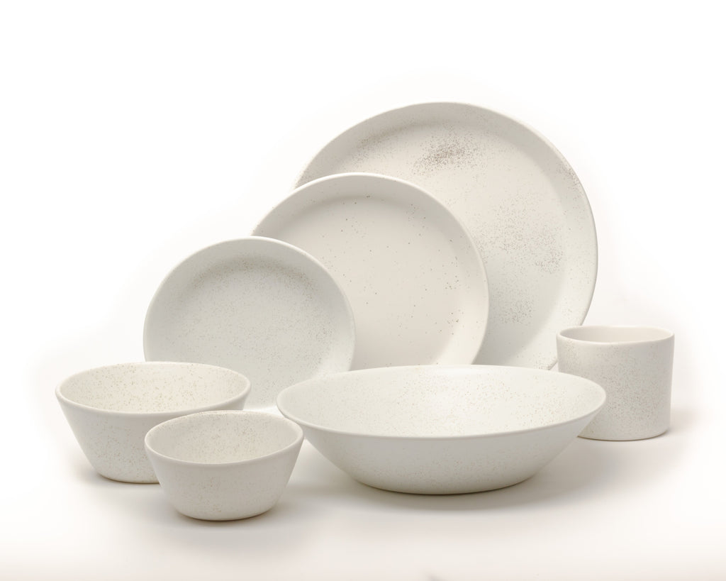 HAAND Skali Coupe 7-Piece Dinner Setting – Handcrafted Porcelain Dinnerware Set