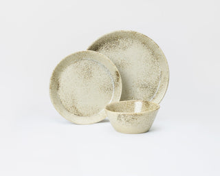 HAAND Skali Coupe 3-Piece Dinner Setting – Handcrafted Porcelain Place Setting