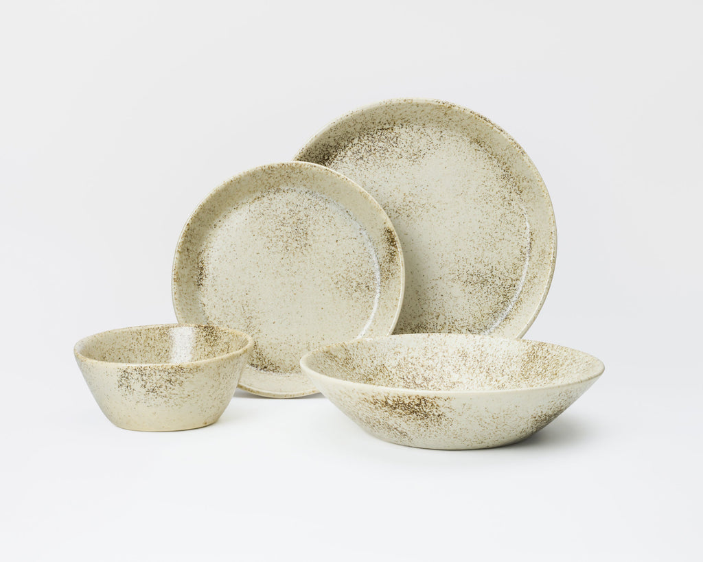 HAAND Skali Coupe 4-Piece Dinner Setting – Handcrafted Porcelain Dinnerware Set