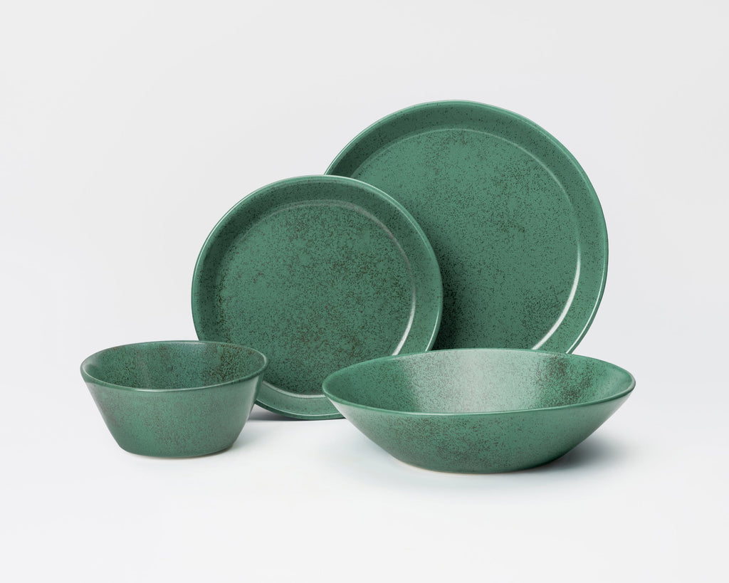HAAND Skali Coupe 4-Piece Dinner Setting – Handcrafted Porcelain Dinnerware Set