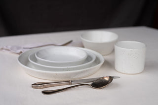 HAAND Skali Coupe 7-Piece Dinner Setting – Handcrafted Porcelain Dinnerware Set