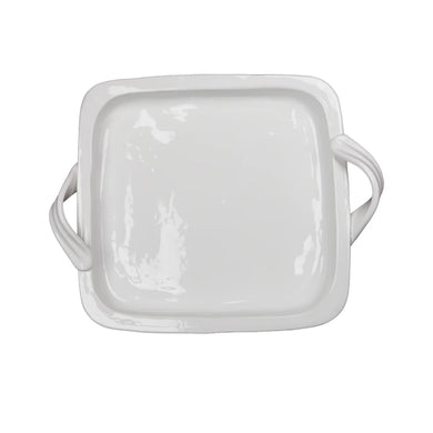 Large White Rectangular Serving Platter – Handcrafted Italian Architectural Platter