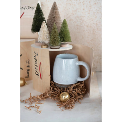 18 oz. Stoneware Mug with Wooden Gift Box – Holiday Coffee Mug Gift