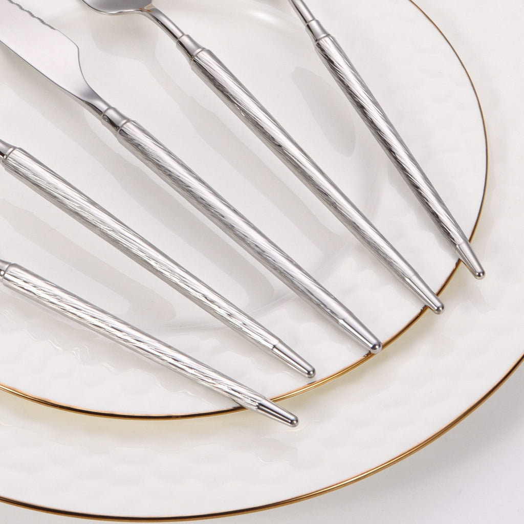 20 pc flatware set with Half Textured Handle