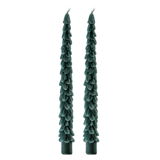 Green Tree Taper Candles - Set of 2