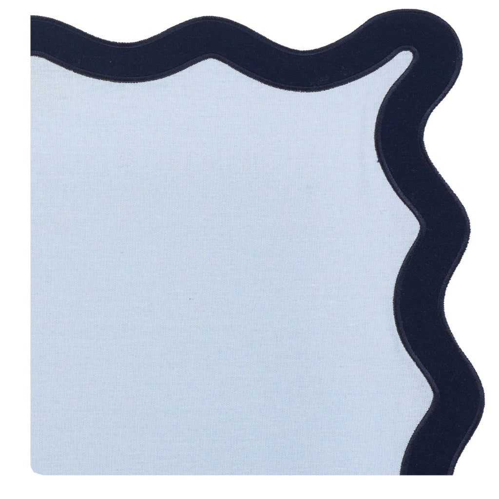 Hampton Pale Blue & Navy Trim Placemat & Napkin Set