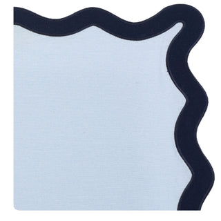 Hampton Pale Blue & Navy Trim Placemat & Napkin Set