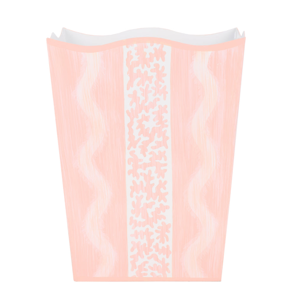 Pink Ikat Wastepaper Basket & Tissue | Chic Decorative Bath Set