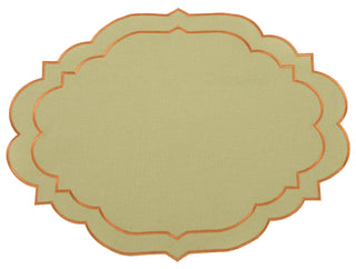 Alexandria Green & Orange Trim Placemat & Napkin Set