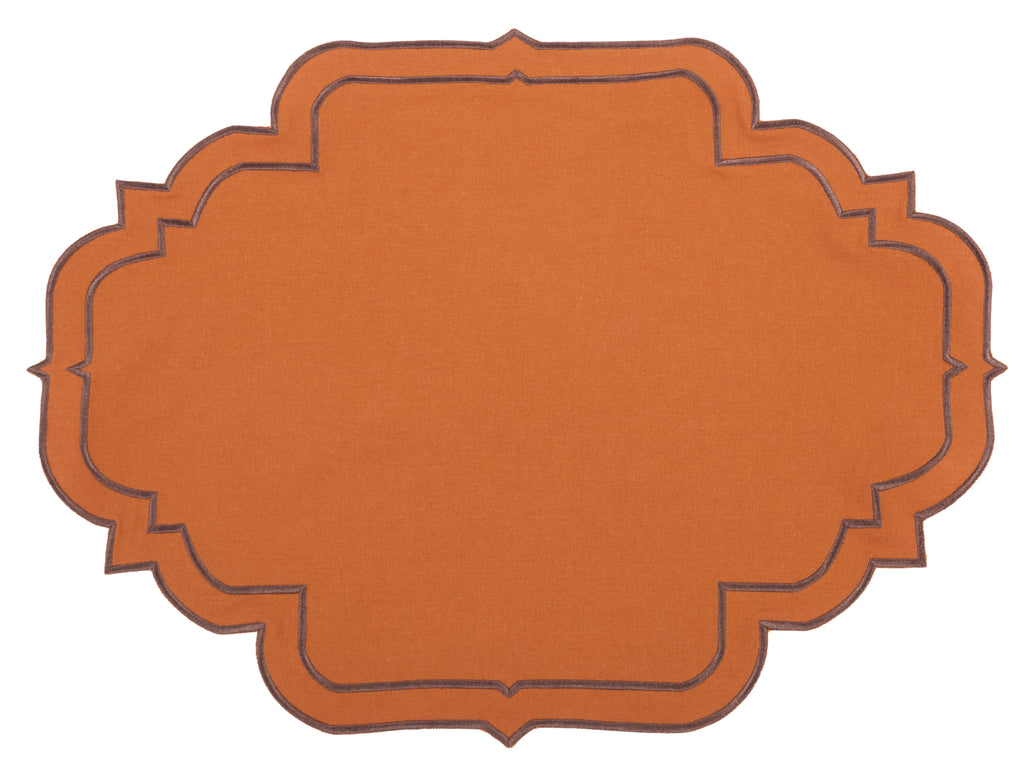 Augusta Orange & Brown Trim Placemat & Napkin Set