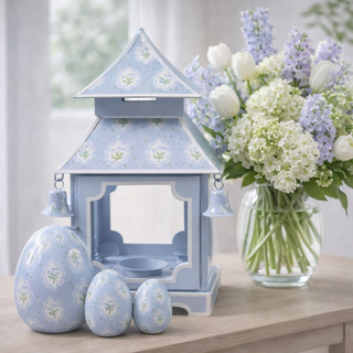 Lavender & Tulip Pagoda Lantern (3 Sizes) | Chinoiserie Accent