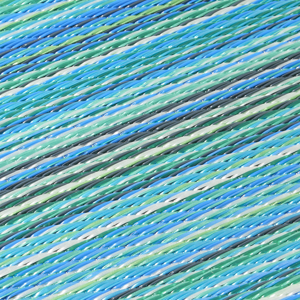 Cancun Turquoise & Moss Green Recycled Plastic Outdoor Doormat – 24″ x 36″