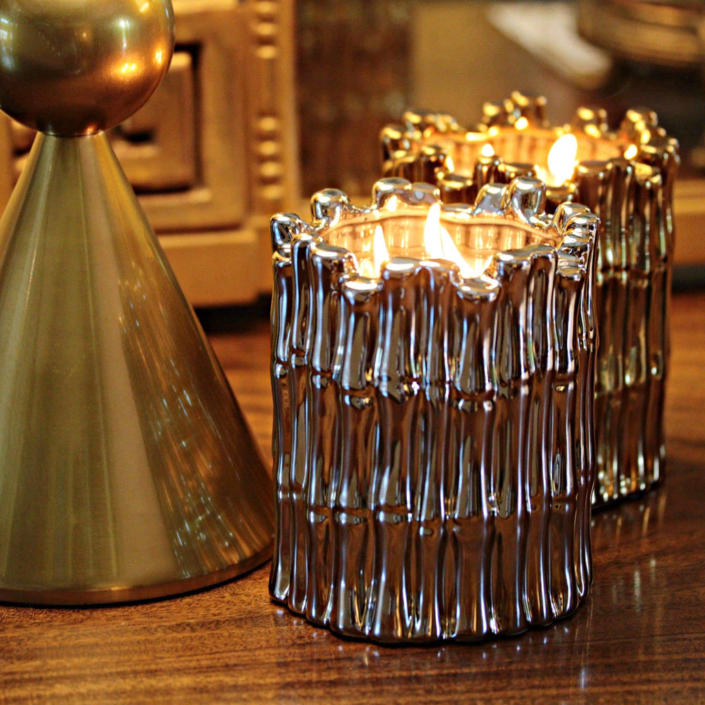 Silver Sagano Candle – Fresh Bamboo Scented Candle in Silver Finish