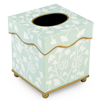 Pale Green Spring Floral Wastepaper Basket & Tissue | Elegant Bath Décor