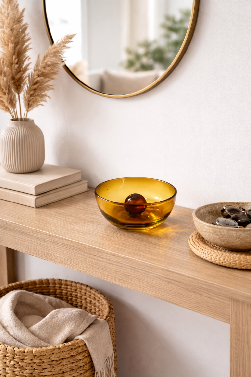 Tres Palos Amber Recycled Glass Bowl
