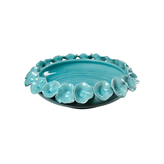 Nasturtium Petal Bowl – Handmade Italian Decorative Bowl in Green, White & Turquoise