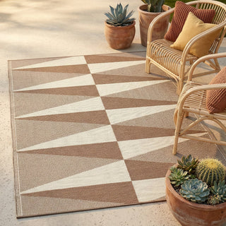 Tucson Natural Geometric Reversible Outdoor Patio Rug