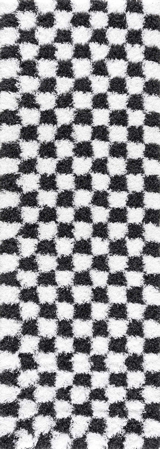 Atira Black White Checkered Area Rug – Modern Patterned Washable Carpet