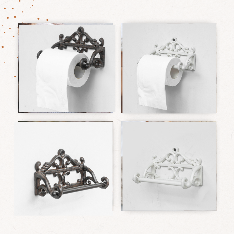 Vintage Cast Iron Scrollwork Toilet Paper Holder