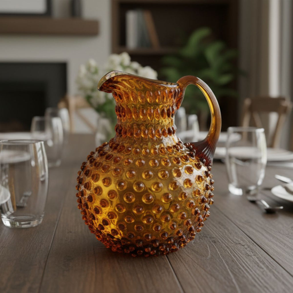 Hobnail Glass Jug in Saffron Light – 2 Liter