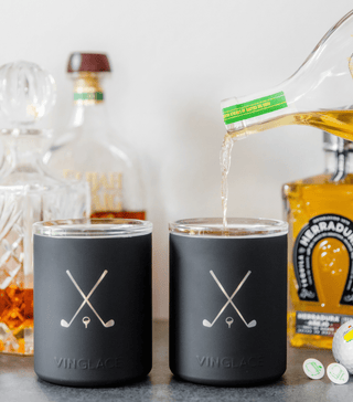 Limited Edition Golf Whiskey Glass Set of 2 in Black – Glass-Lined Tumblers