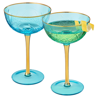 Bellissimo Crystal Champagne Coupe Glasses Set of 2 – Luxury Cocktail Glassware for Home Bar