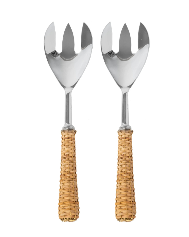 Basketweave Salad Server Set | Elegant Tabletop Serving Utensils