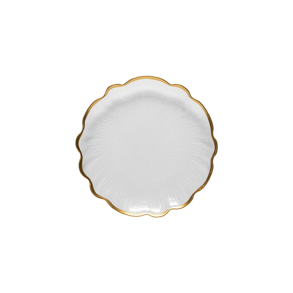 COSTA NOVA Francesca Glass Rimmed Salad Plate – Stylish Glass Plate for Everyday Meals