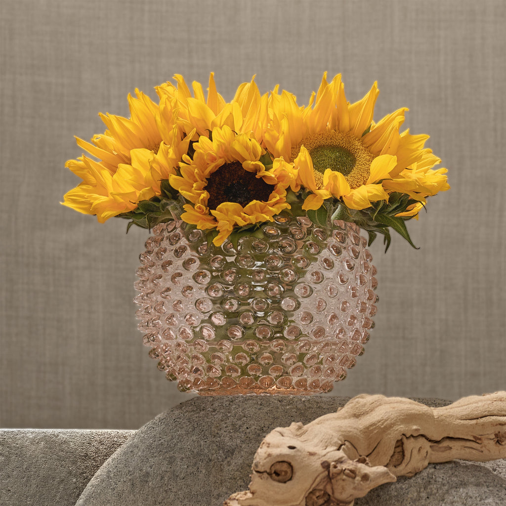 Hobnail Glass Vase in Apricot Chiffon – Large