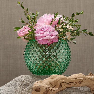 Hobnail Glass Vase in Capri Sea – Large