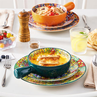 Simi Soup Bowls with Handles Set of 4 – 23oz Bohemian Porcelain Bowls