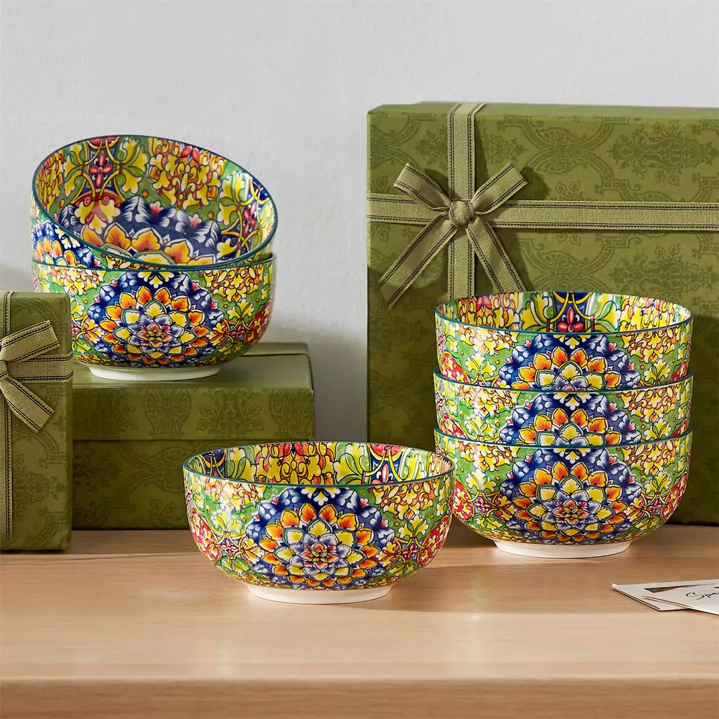 Simi 28oz Double-Sided Porcelain Bowls – Set of 6